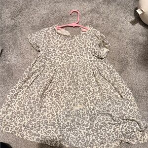 Quincy Mae Gray and Cream Floral Kids Dress